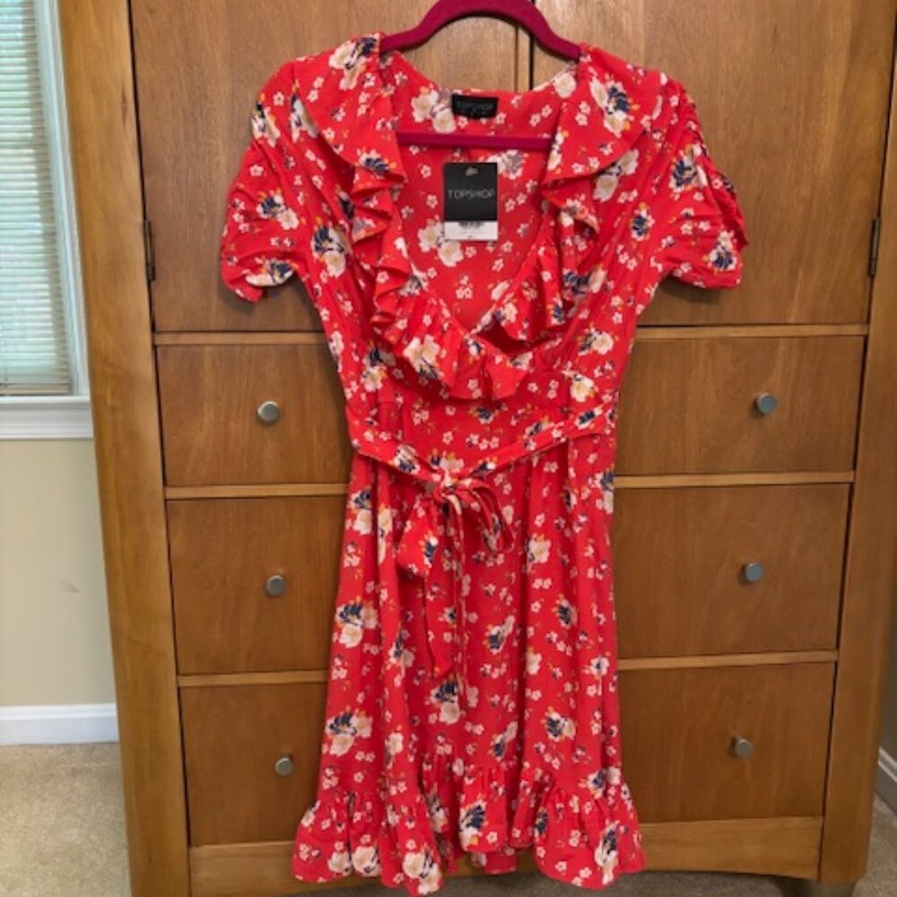 Topshop Red Summer Dress Size 2 NWT